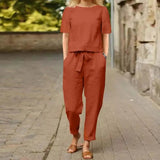 Brooklyn | Frauen Cropped Zweiteiliges Set – Braun