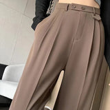 Yvette | Damen Wide Leg Hose Hohe Taille Locker – High Waist Wide Leg Hose 2026 – Braun
