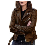 Lässige Bikerjacke für Damen | Mit Reißverschluss – Braun