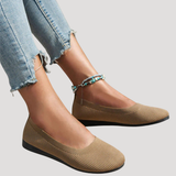 Brunhilde | Damen Gestrickte Slip-On Ballerinas – Khaki