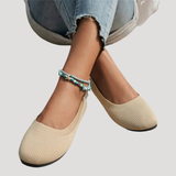 Brunhilde | Damen Gestrickte Slip-On Ballerinas – Beige