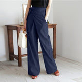 Elegante Hohe Taille Wickelhose Für Damen - Vielseitig Kombinierbar & Hochwertiger Komfort – Marineblau