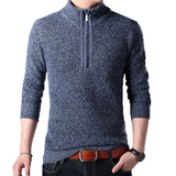 Herren Klassischer Pullover mit Reißverschluss – Blau