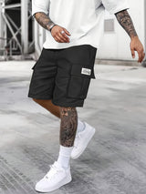 Herren Kordelzug mit Taschen Kurze Hosen – Schwarz