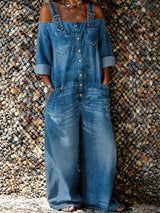 Bo | Denim Overall Jumpsuit mit Schulterriemen – Blau