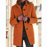 Vintora™ – Retro Damen-Windjacke mit Knöpfen und Stehkragen – Orange