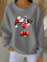 Lotte - Weihnachts-Pullover mit verspieltem Weihnachtsmann-Design – Grau