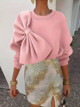 Delfine | Stylisches Sweatshirt mit großer Schleife – Rosa