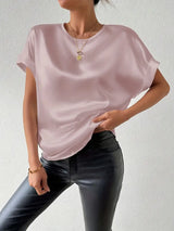 Martina | Mühelos schicke Batwing-Ärmel Bluse – Perfekt für jede Saison – Blassrosa-Grau