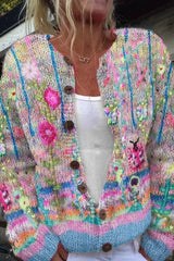 Sanne - Bunter Floral Cardigan – Blau