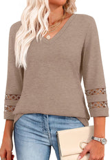 Ruthie - Langarm Hemden Mit V-Ausschnitt – Khaki