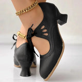 Zydrune - Vintage Leder Pumps Mit Hohem Absatz – Schwarz