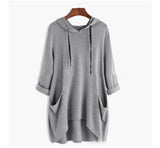 Katinka - Damen Sweatshirt Unregelmäßige Taschen – Grau