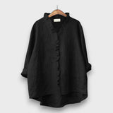 Jagina – Lockere Bluse mit Volantkante – Schwarz