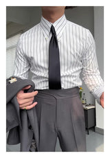 Alexander - Elegantes gestreiftes Hemd – Weiß