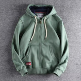 Max | Herren Zip-Hoodie Fleece Kapuzenpullover Casual – Grün