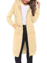 Nayvah - Langarm Kapuzenpullover Mit Reißverschluss – Beige