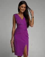 Kaela - Drapiertes, figurformendes Midikleid – Lila