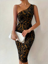 Aurea | Auffälliges & Elegantes One-Shoulder-Kleid – Mehrfarbig