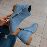 Dani | Trendige Wildlederstiefel mit Absatz – Blau