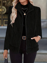 Zoharia - Stylische Winterjacke Mit Langen Ärmeln und Tasche – Schwarz