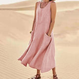 Tina™ - Sommer Leinenkleid – Pink