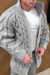 Benjamin - Herrenstrickjacke mit Stehkragen – Grau