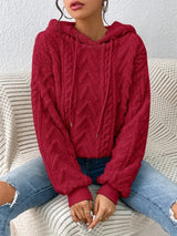 Kuscheliger Plüsch-Strickpullover – Weinrot