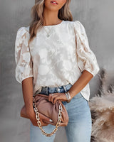 Dorothea - Puffärmeliges Chiffonhemd – Weiß
