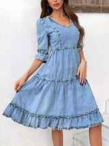 Faustina | Elegantes Sommer-Denim-Kleid – Blau