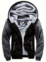 Oziel - Warme Fleece Jacke Mit Kapuze Und Reißverschluss – DunkelGrau