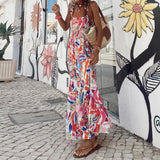 Sabrina - Boho Kleid mit Tribal-Print für frühlingshaften Stil – Schwarz Rot