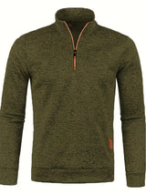 Tasche - stylischer fleece-herrenpullover mit halbem reißverschluss – Armeegrün