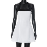 Taylisse | Damen sexy Neckholder Minikleid mit nackten Schultern – Weiß