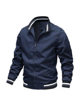 Stanton - Lässige Stehkragen Zip Up Jacke – Blau