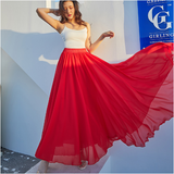 Ingrid - Langer Chiffonrock – Rot