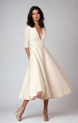 Azmira – Elegantes A-Linien-Midikleid – Beige