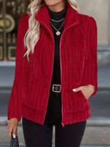 Zoharia - Stylische Winterjacke Mit Langen Ärmeln und Tasche – Rot