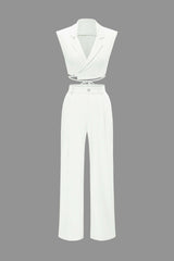 Mira | Elegantes Zweiteiler-Set mit Cropped-Top – Weiß