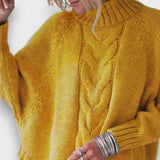 Leandra – Klassischer Rollkragenpullover mit Zopfmuster – Gelb