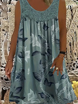 Samudri - Lockeres Armelloses Maxi Kleid Mit Rundhalsausschnitt – Pfauenblau
