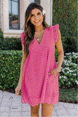 Laiza - Schwarzes Minikleid mit Ösen – Rote Rose
