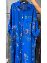 Jovie - Premium-Hemdblusenkleid aus Leinen – Blau