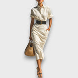 Isolde – Midi-Kleid mit kurzen Ärmeln – Weiß