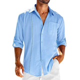Donato - Langärmeliges Freizeithemd Top – Himmelblau
