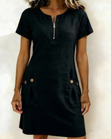 Dariae - A-Linien-Kleid aus Leinenmix – Schwarz