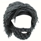 Grantley – Beanie im Punk Stil mit Integrierter Glatter Perücke – Grau