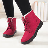 Winterschuhe Damen | Schnürung Flache Sohle Stiefel – Rosa