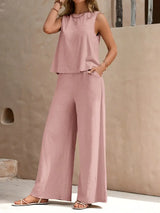 Remy – Elegantes Set aus ärmellosem Top und Hose – Rosa