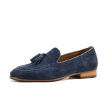 Wynslow : Herren-Slipper aus Wildleder mit Quasten und ohne Schnürung – Blau